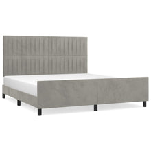 Bedframe Met Hoofdeinde Fluweel Lichtgrijs 180 x 200 cm Verticale strepen