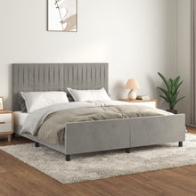 Bedframe Met Hoofdeinde Fluweel Lichtgrijs 180 x 200 cm Verticale strepen