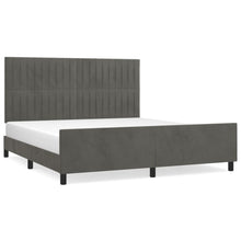 Bedframe Met Hoofdeinde Fluweel Donkergrijs 180 x 200 cm Verticale strepen