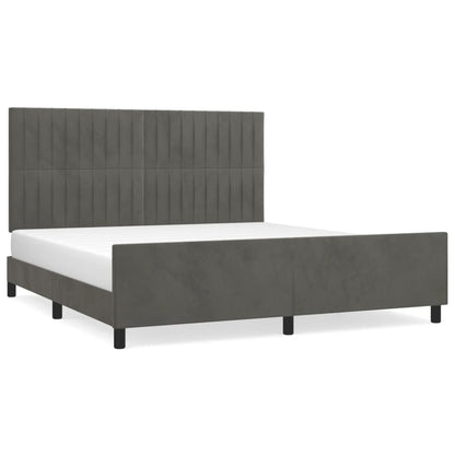 Bedframe Met Hoofdeinde Fluweel Donkergrijs 180 x 200 cm Verticale strepen