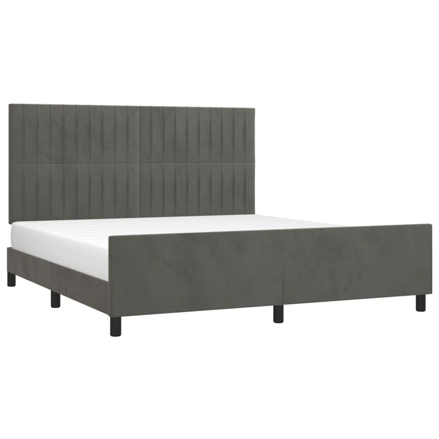 Bedframe Met Hoofdeinde Fluweel Donkergrijs 180 x 200 cm Verticale strepen