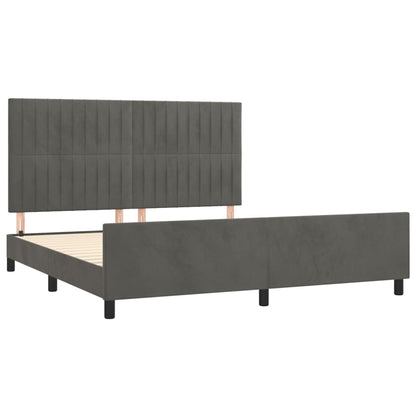 Bedframe Met Hoofdeinde Fluweel Donkergrijs 180 x 200 cm Verticale strepen