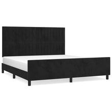 Bedframe Met Hoofdeinde Fluweel Zwart 180 x 200 cm Verticale strepen