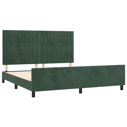 Bedframe Met Hoofdeinde Fluweel Donkergroen 180 x 200 cm Verticale strepen
