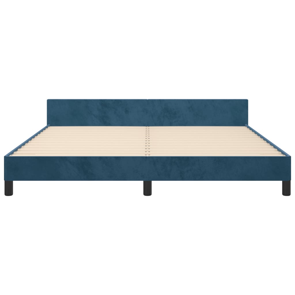Bedframe Met Hoofdeinde Fluweel Donkerblauw 180 x 200 cm Verticale strepen