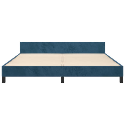 Bedframe Met Hoofdeinde Fluweel Donkerblauw 180 x 200 cm Verticale strepen