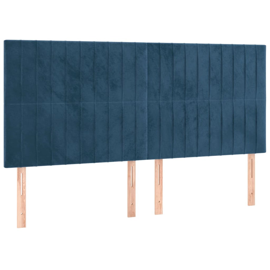 Bedframe Met Hoofdeinde Fluweel Donkerblauw 180 x 200 cm Verticale strepen