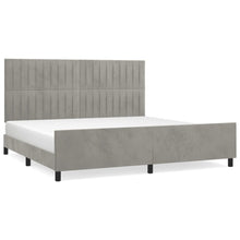 Bedframe Met Hoofdeinde Fluweel Lichtgrijs 200 x 200 cm Verticale strepen