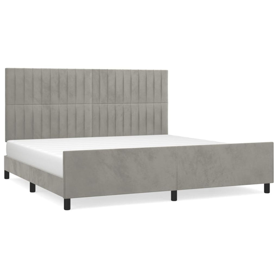Bedframe Met Hoofdeinde Fluweel Lichtgrijs 200 x 200 cm Verticale strepen