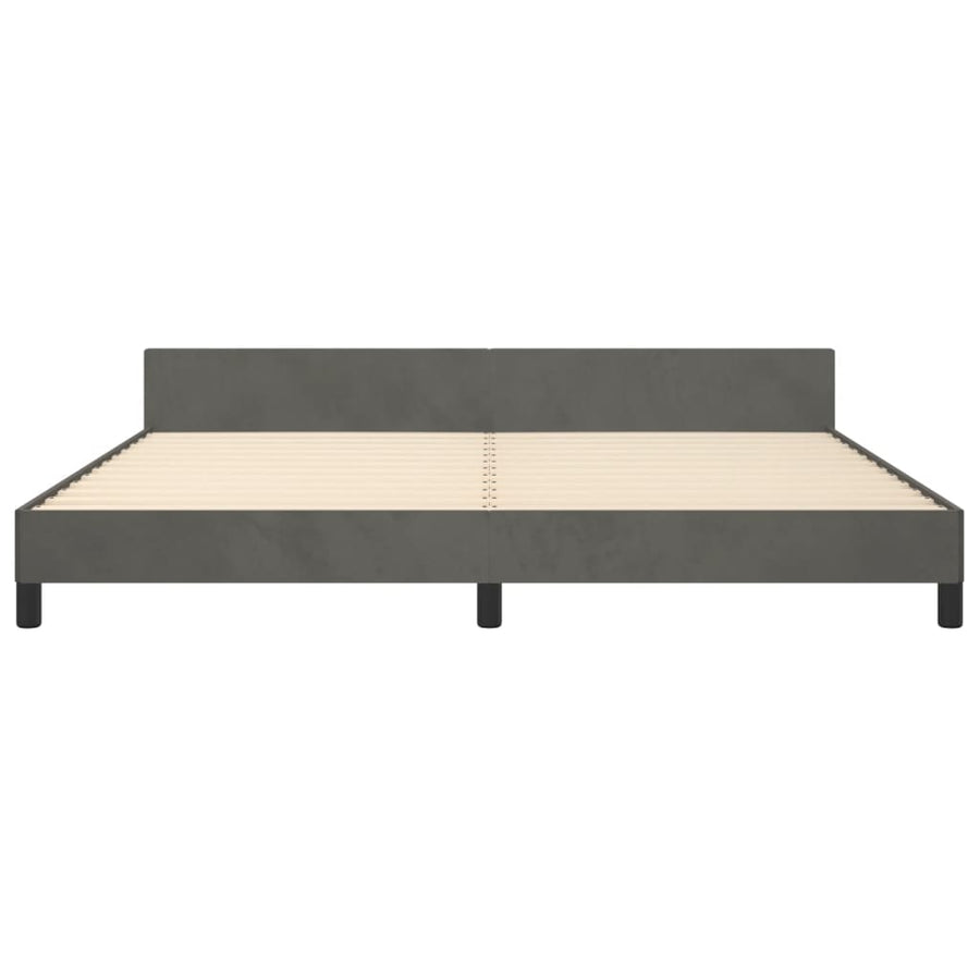 Bedframe Met Hoofdeinde Fluweel Donkergrijs 200 x 200 cm Verticale strepen
