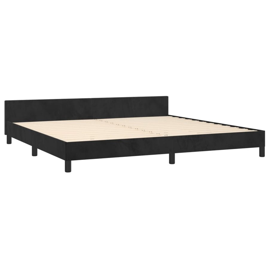 Bedframe Met Hoofdeinde Fluweel Zwart 200 x 200 cm Verticale strepen