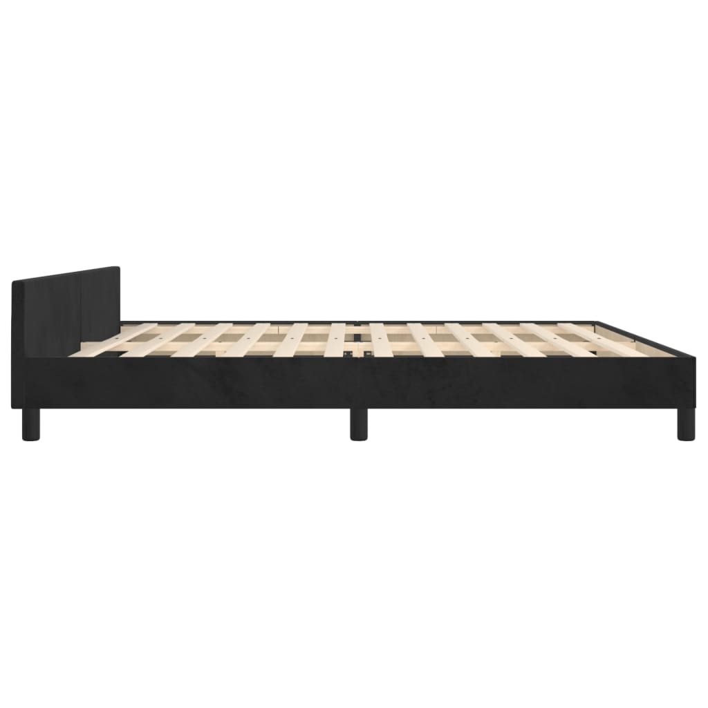 Bedframe Met Hoofdeinde Fluweel Zwart 200 x 200 cm Verticale strepen