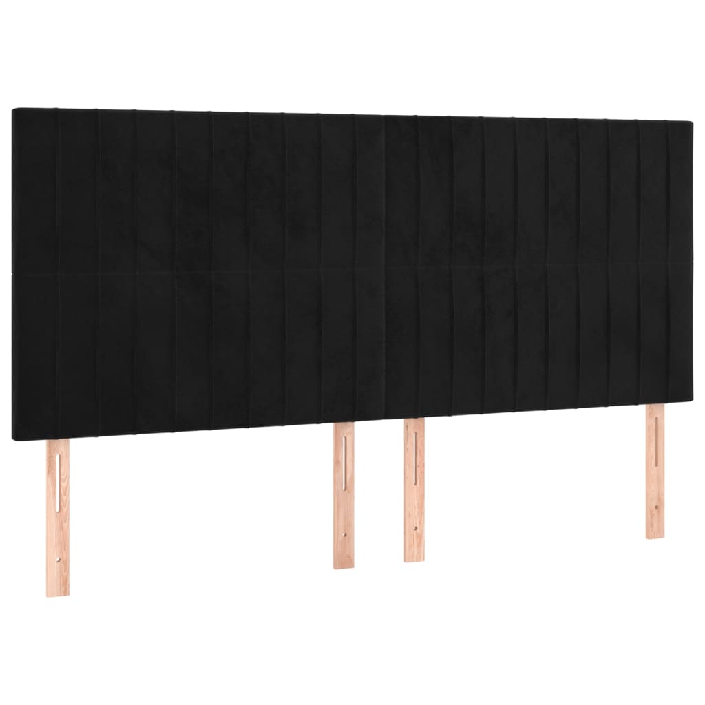 Bedframe Met Hoofdeinde Fluweel Zwart 200 x 200 cm Verticale strepen