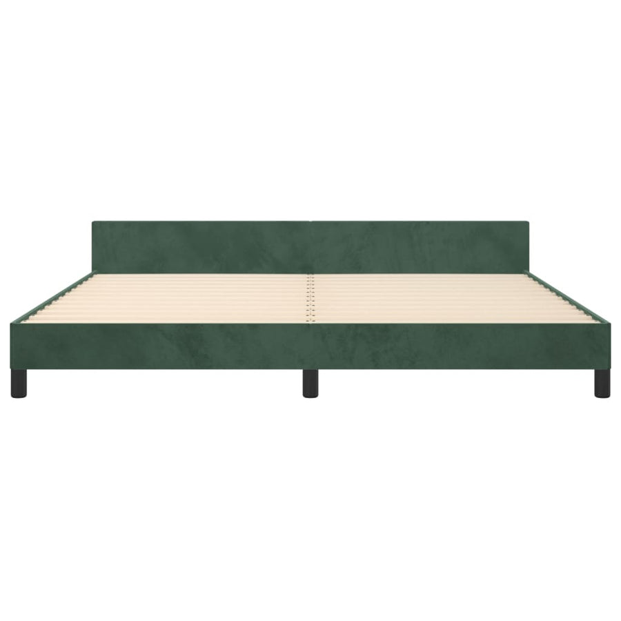 Bedframe Met Hoofdeinde Fluweel Donkergroen 200 x 200 cm Verticale strepen