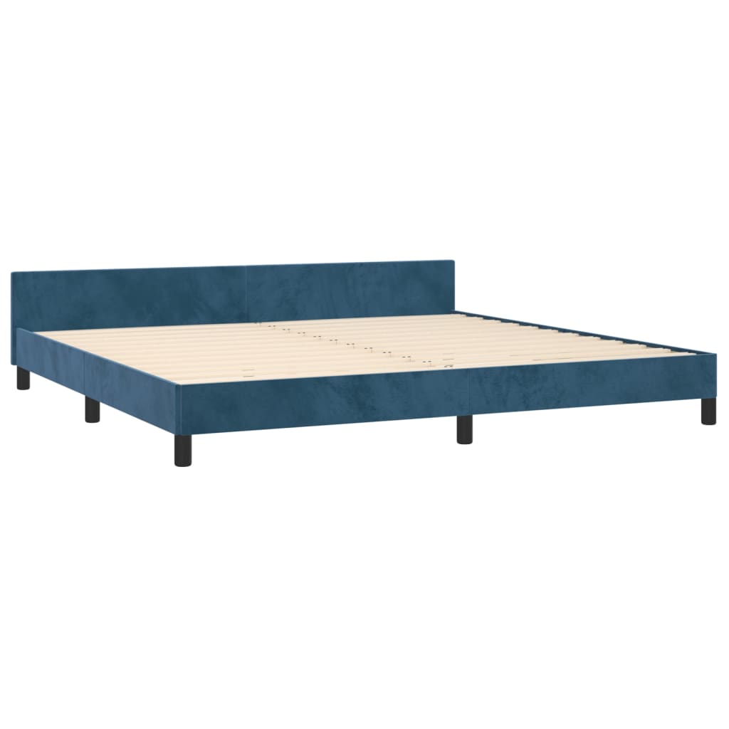 Bedframe Met Hoofdeinde Fluweel Donkerblauw 200 x 200 cm Verticale strepen