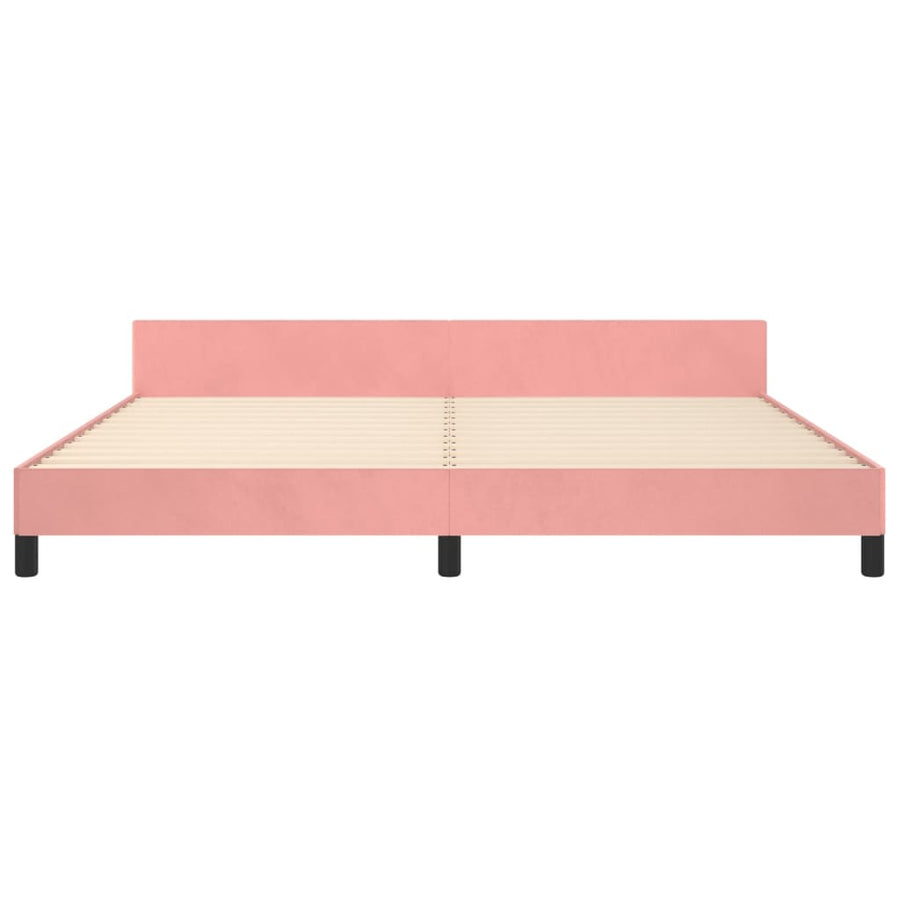 Bedframe Met Hoofdeinde Fluweel Roze 200 x 200 cm Verticale strepen