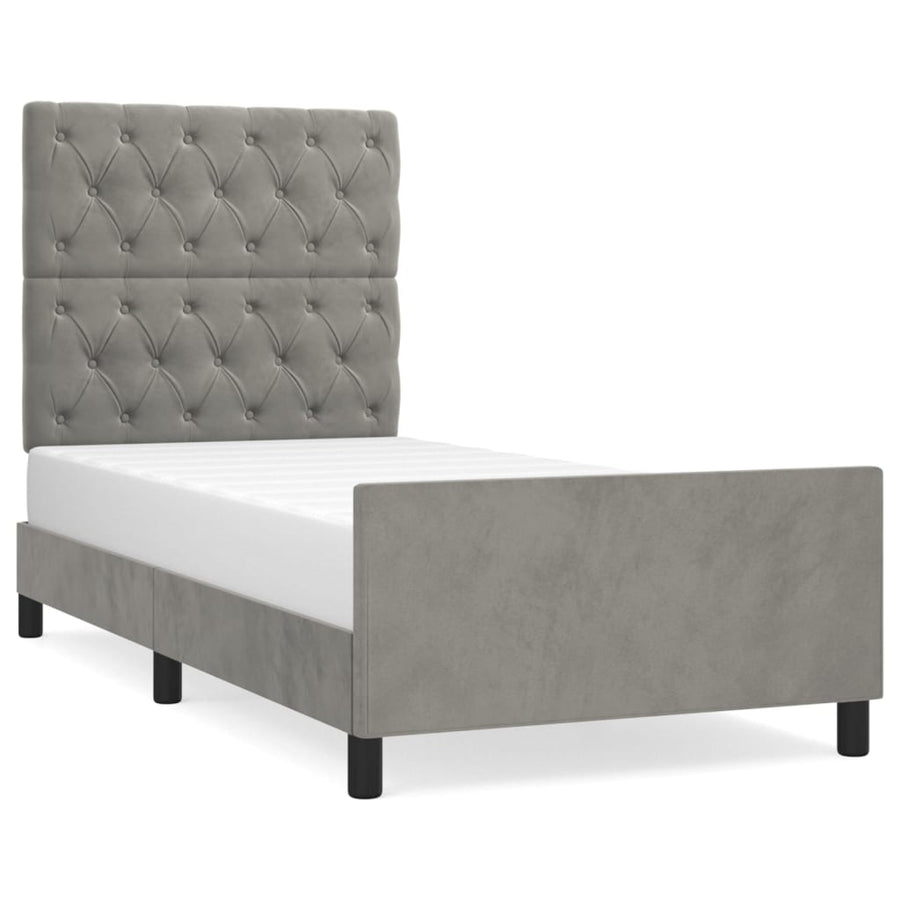 Bedframe Met Hoofdeinde Fluweel Lichtgrijs 80 x 200 cm Getuft ontwerp
