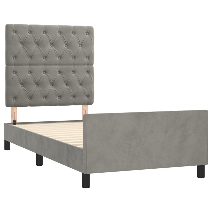 Bedframe Met Hoofdeinde Fluweel Lichtgrijs 80 x 200 cm Getuft ontwerp