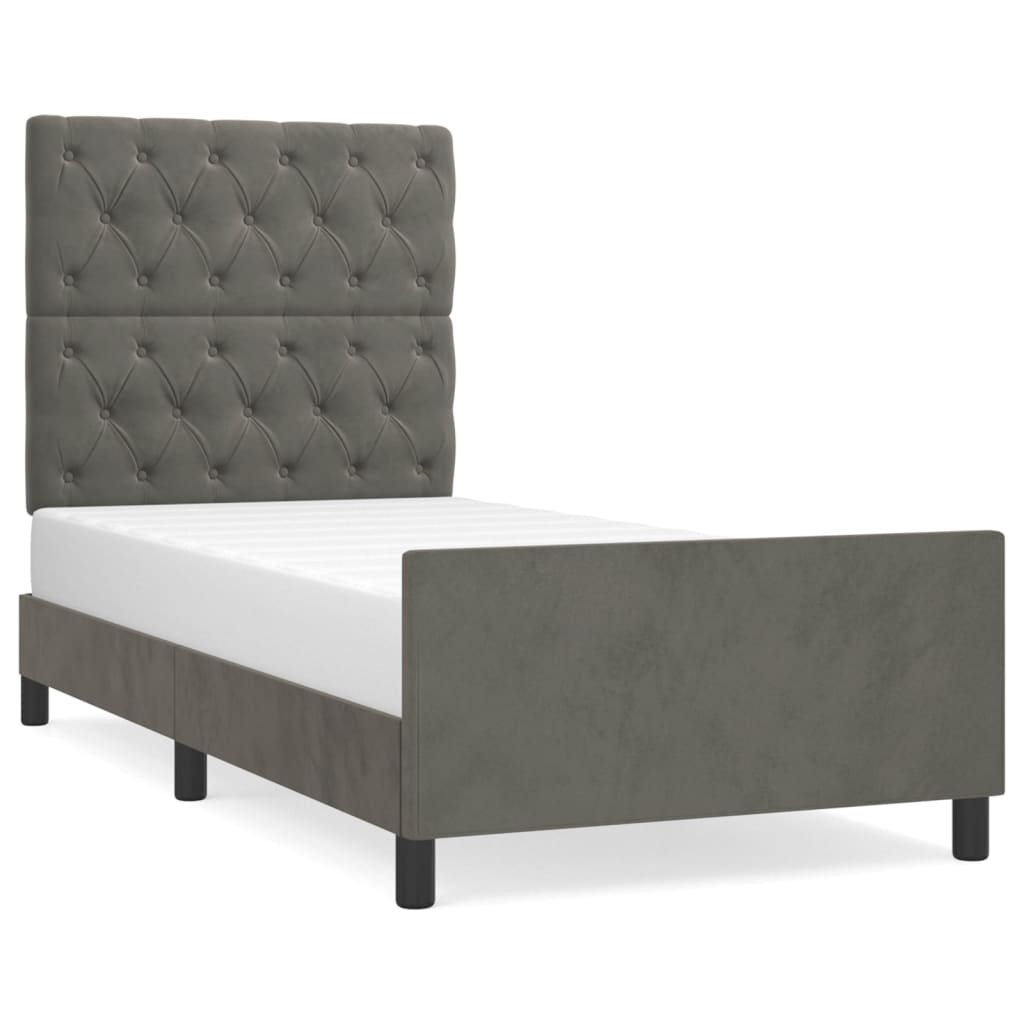 Bedframe Met Hoofdeinde Fluweel Donkergrijs 80 x 200 cm Getuft ontwerp