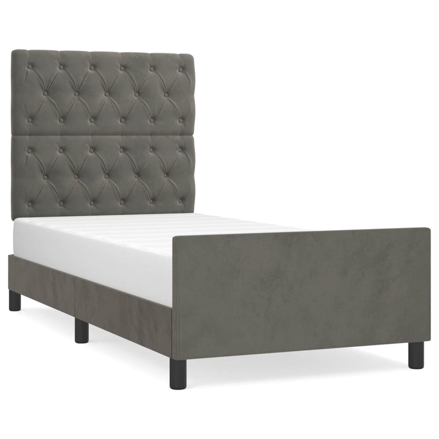 Bedframe Met Hoofdeinde Fluweel Donkergrijs 80 x 200 cm Getuft ontwerp