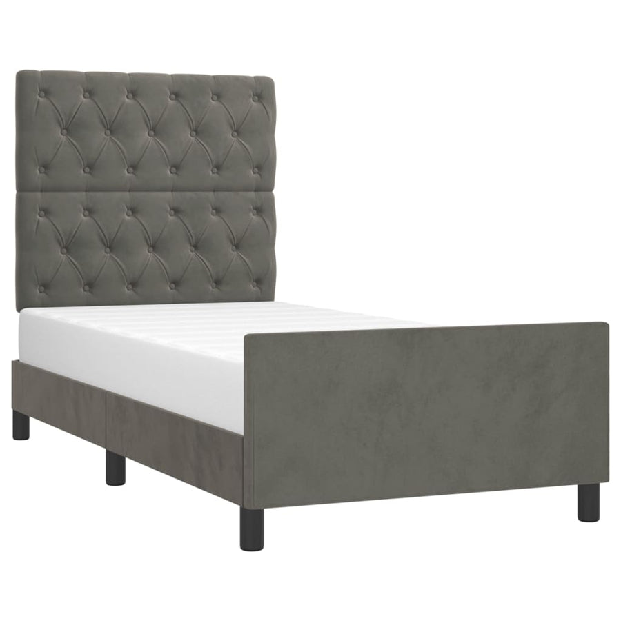 Bedframe Met Hoofdeinde Fluweel Donkergrijs 80 x 200 cm Getuft ontwerp