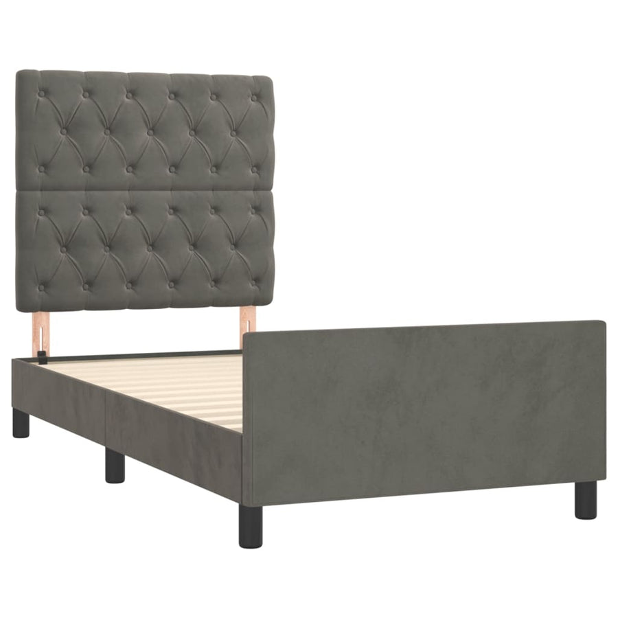Bedframe Met Hoofdeinde Fluweel Donkergrijs 80 x 200 cm Getuft ontwerp