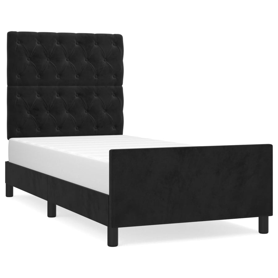 Bedframe Met Hoofdeinde Fluweel Zwart 80 x 200 cm Getuft ontwerp