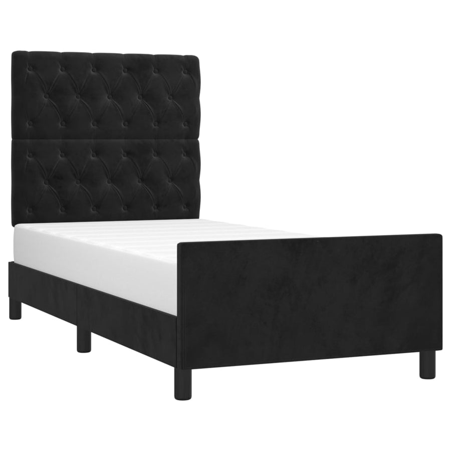 Bedframe Met Hoofdeinde Fluweel Zwart 80 x 200 cm Getuft ontwerp