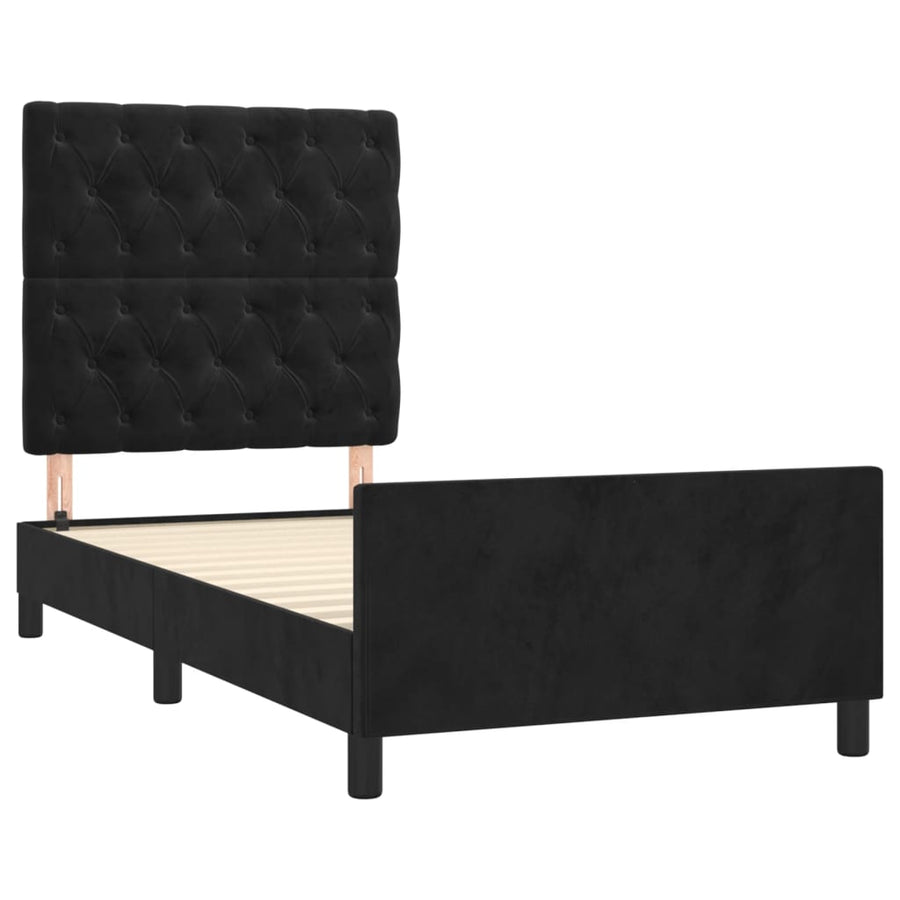 Bedframe Met Hoofdeinde Fluweel Zwart 80 x 200 cm Getuft ontwerp