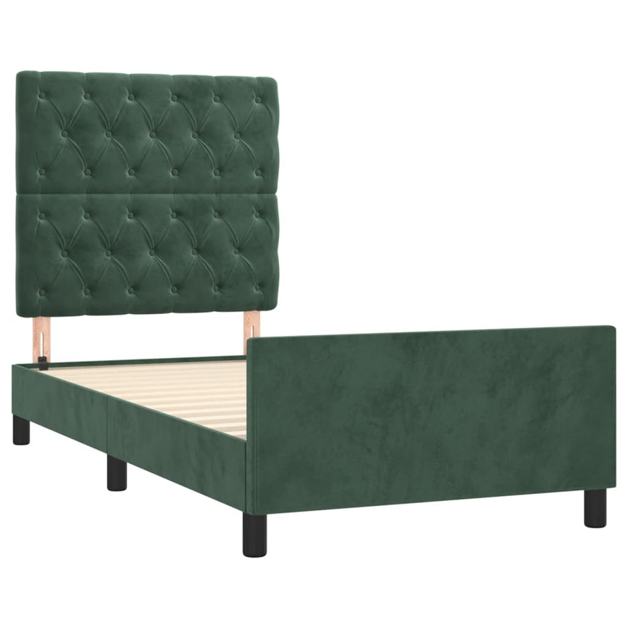 Bedframe Met Hoofdeinde Fluweel Donkergroen 80 x 200 cm Getuft ontwerp