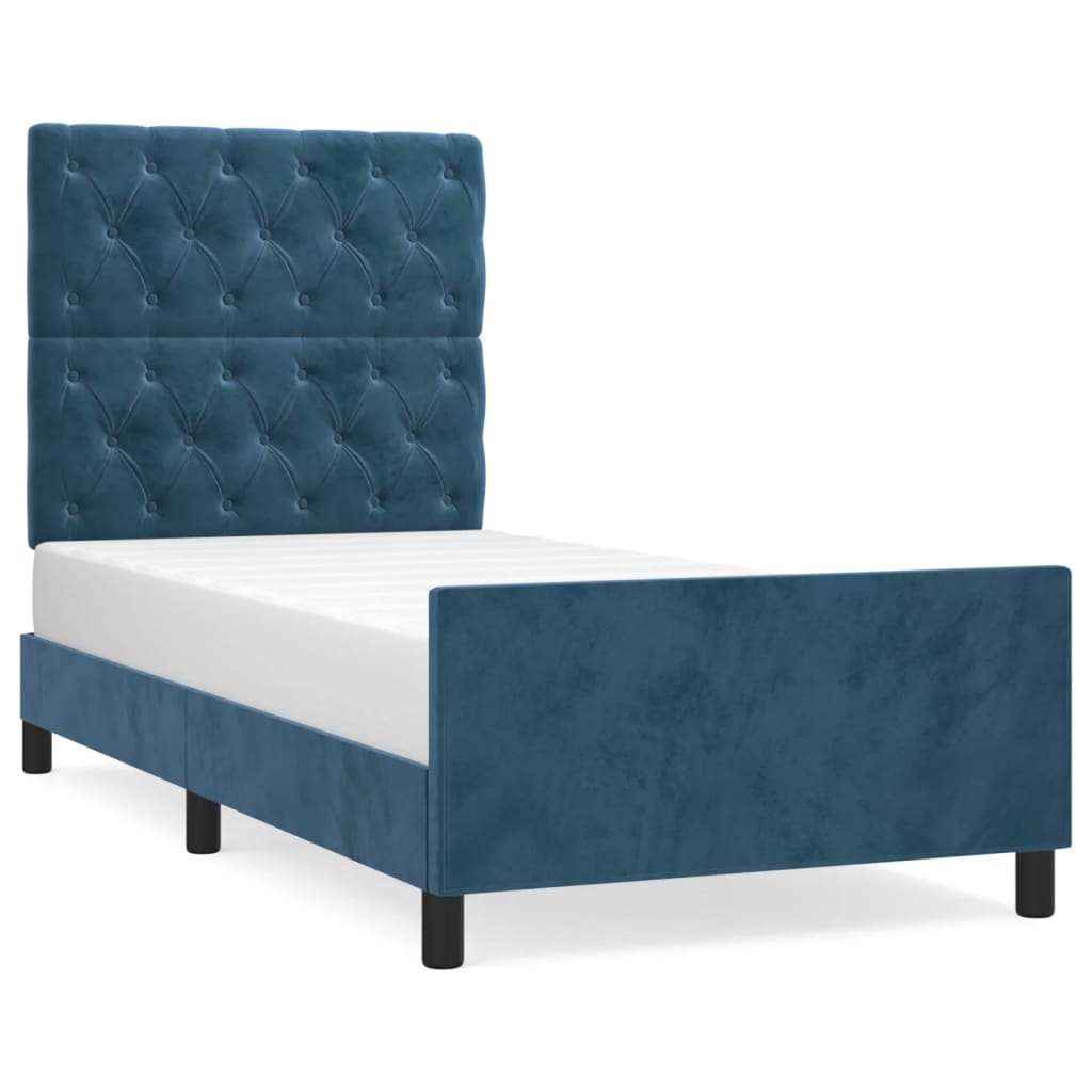 Bedframe Met Hoofdeinde Fluweel Donkerblauw 80 x 200 cm Getuft ontwerp