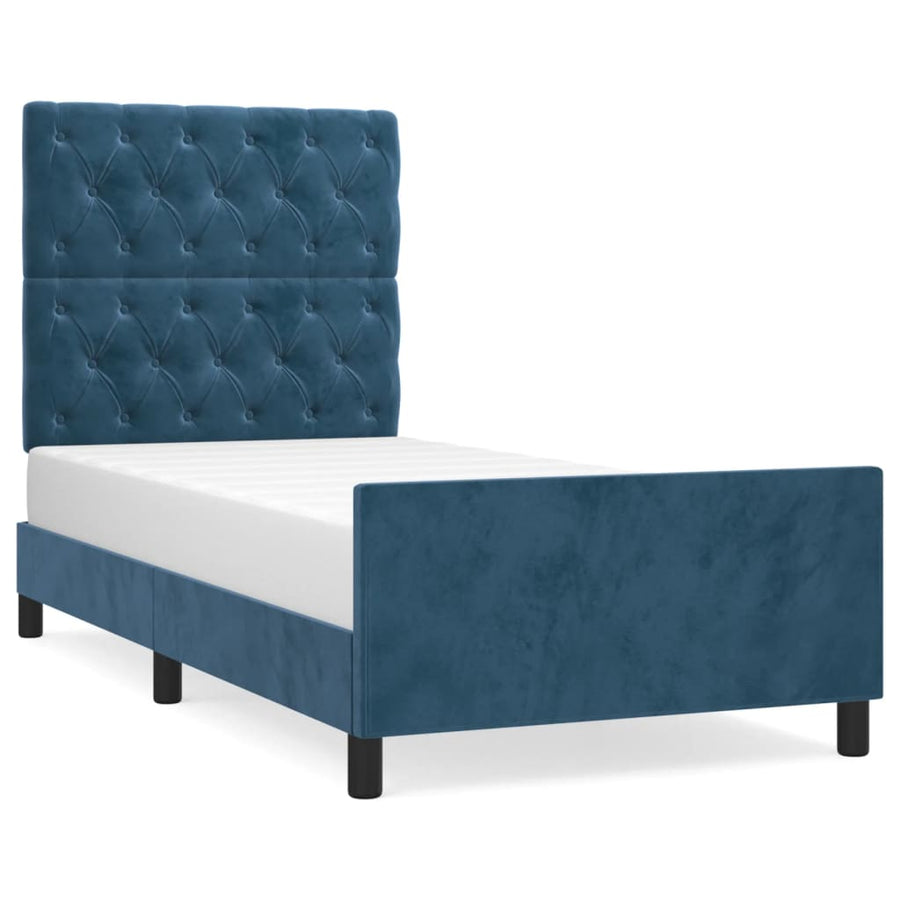 Bedframe Met Hoofdeinde Fluweel Donkerblauw 80 x 200 cm Getuft ontwerp