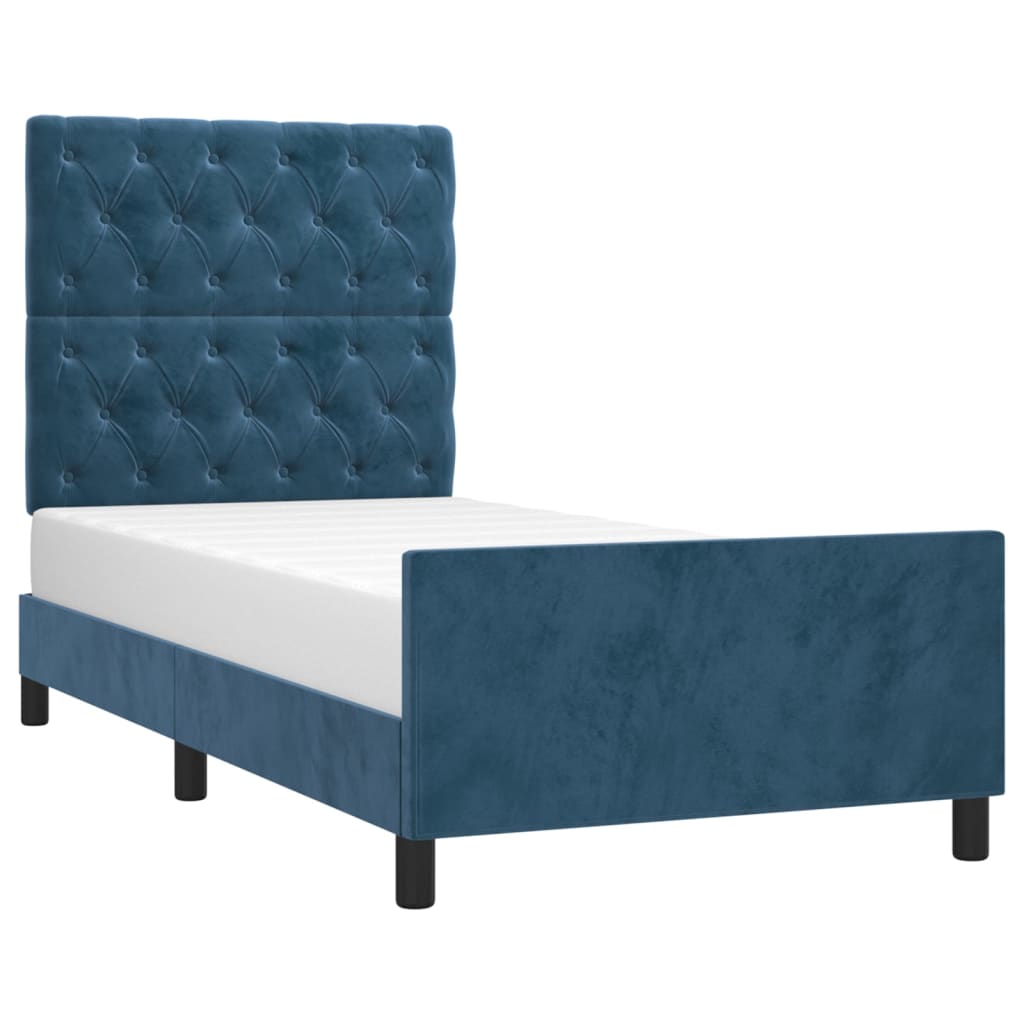 Bedframe Met Hoofdeinde Fluweel Donkerblauw 80 x 200 cm Getuft ontwerp