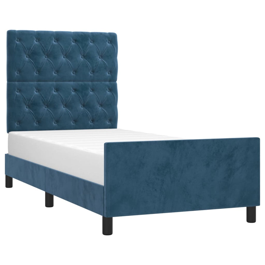 Bedframe Met Hoofdeinde Fluweel Donkerblauw 80 x 200 cm Getuft ontwerp
