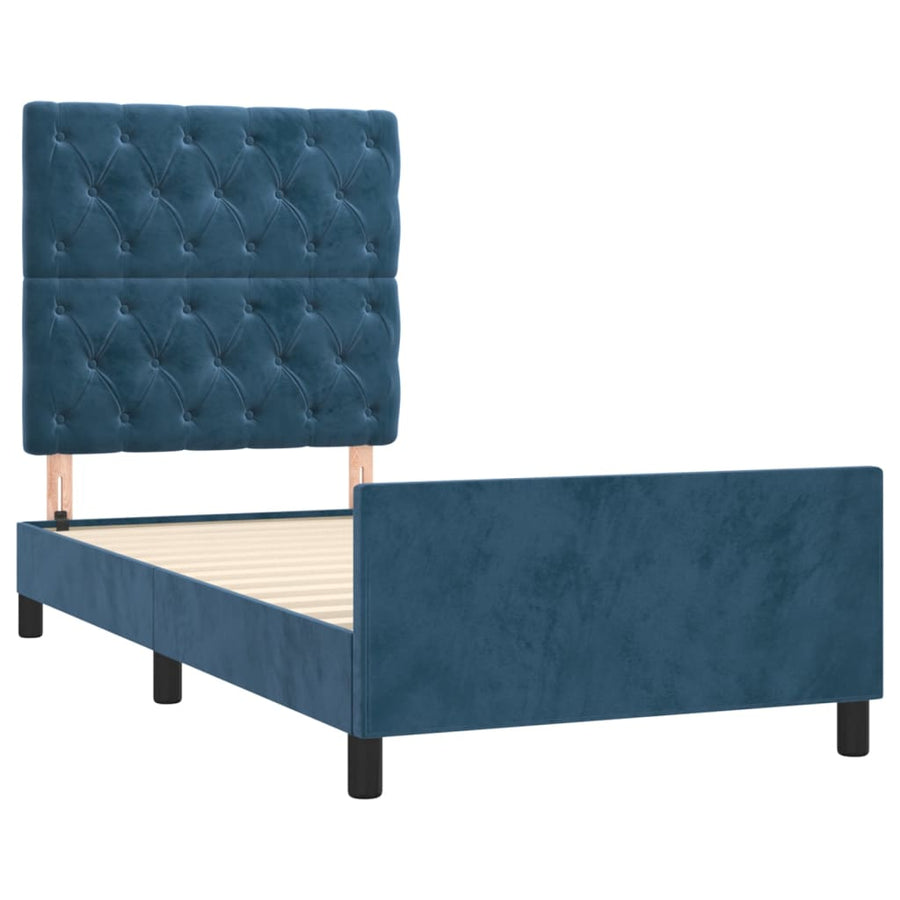 Bedframe Met Hoofdeinde Fluweel Donkerblauw 80 x 200 cm Getuft ontwerp