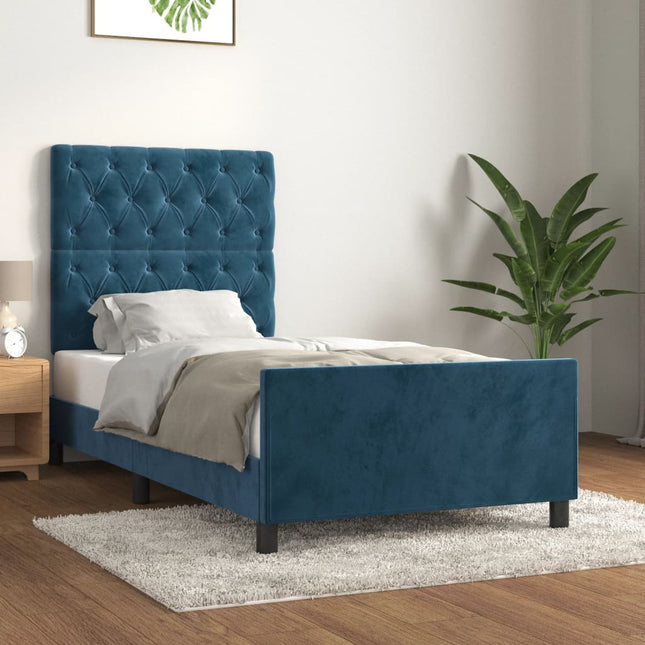 Bedframe Met Hoofdeinde Fluweel Donkerblauw 80 x 200 cm Getuft ontwerp