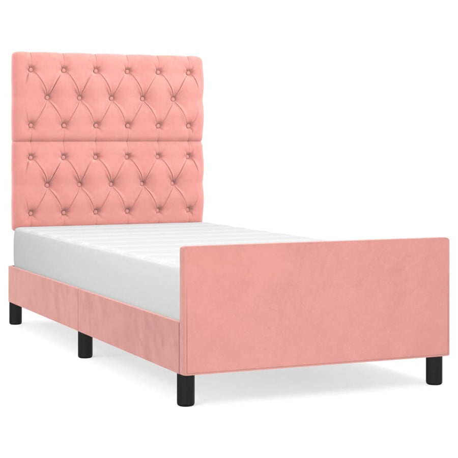Bedframe Met Hoofdeinde Fluweel Roze 80 x 200 cm Getuft ontwerp