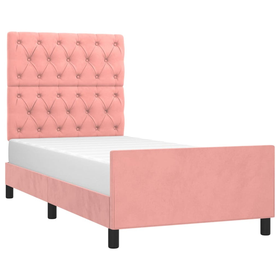 Bedframe Met Hoofdeinde Fluweel Roze 80 x 200 cm Getuft ontwerp