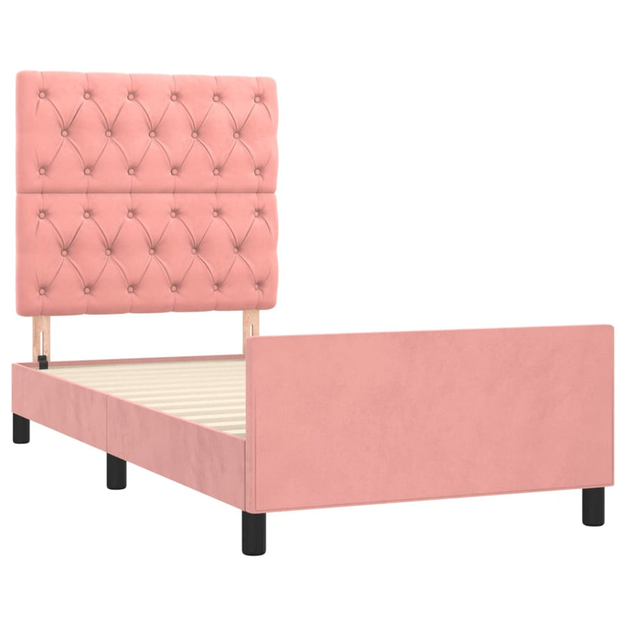 Bedframe Met Hoofdeinde Fluweel Roze 80 x 200 cm Getuft ontwerp