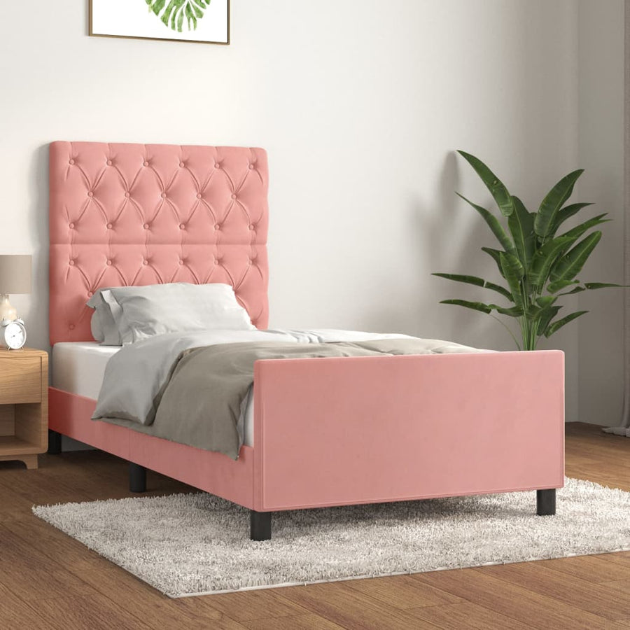 Bedframe Met Hoofdeinde Fluweel Roze 80 x 200 cm Getuft ontwerp