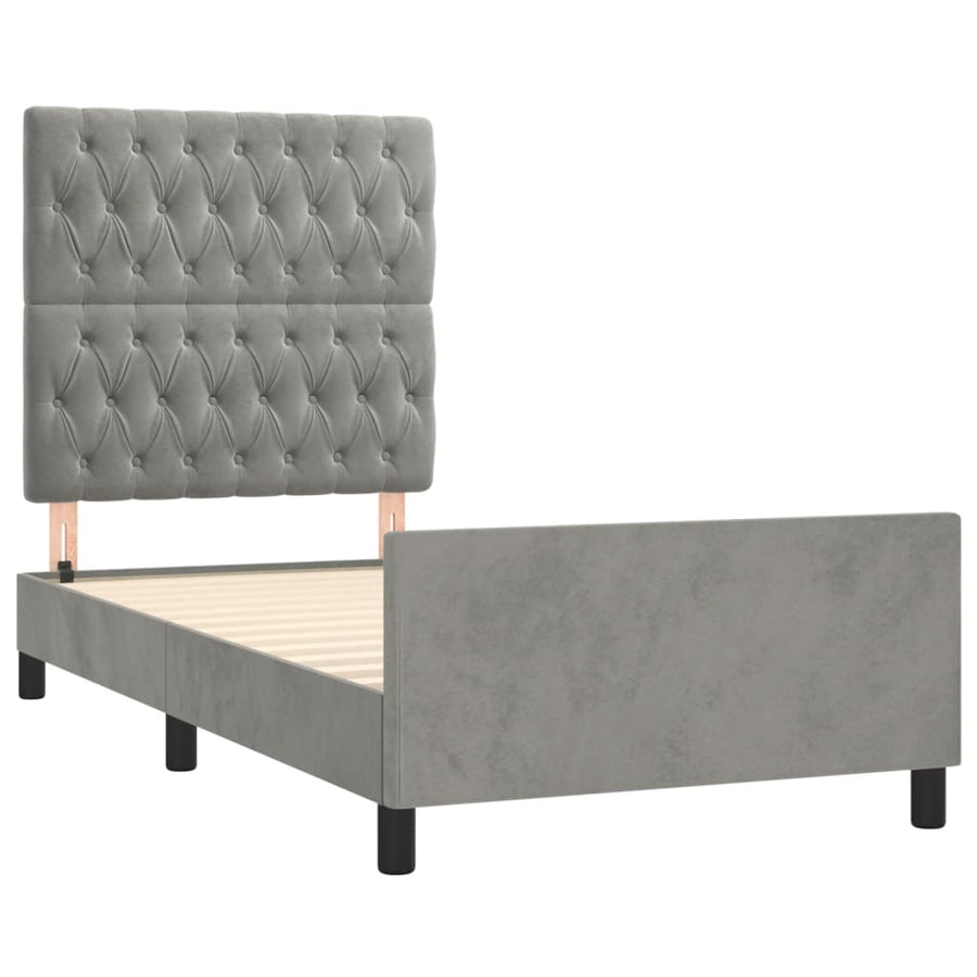 Bedframe Met Hoofdeinde Fluweel Lichtgrijs 90 x 190 cm Getuft ontwerp