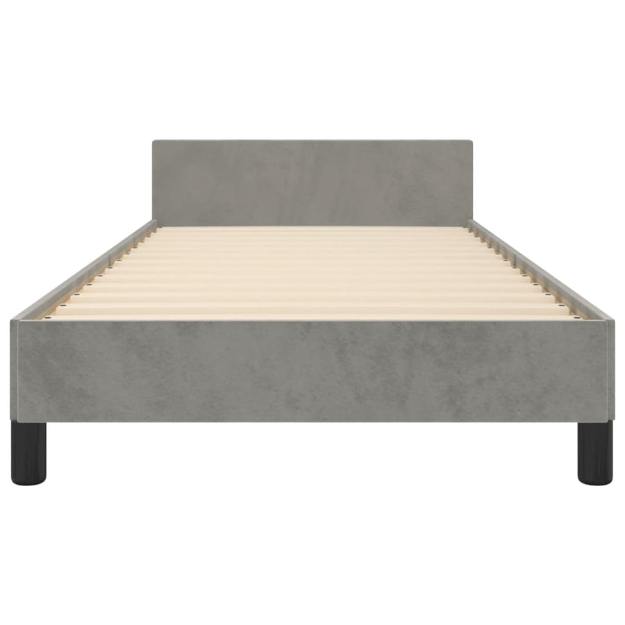 Bedframe Met Hoofdeinde Fluweel Lichtgrijs 90 x 190 cm Getuft ontwerp