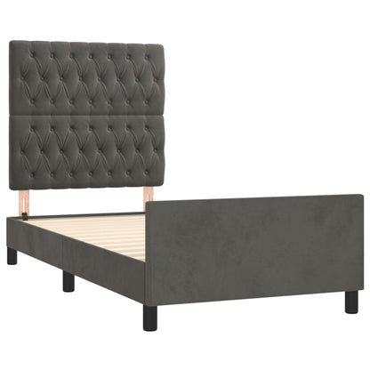 Bedframe Met Hoofdeinde Fluweel Donkergrijs 90 x 190 cm Getuft ontwerp