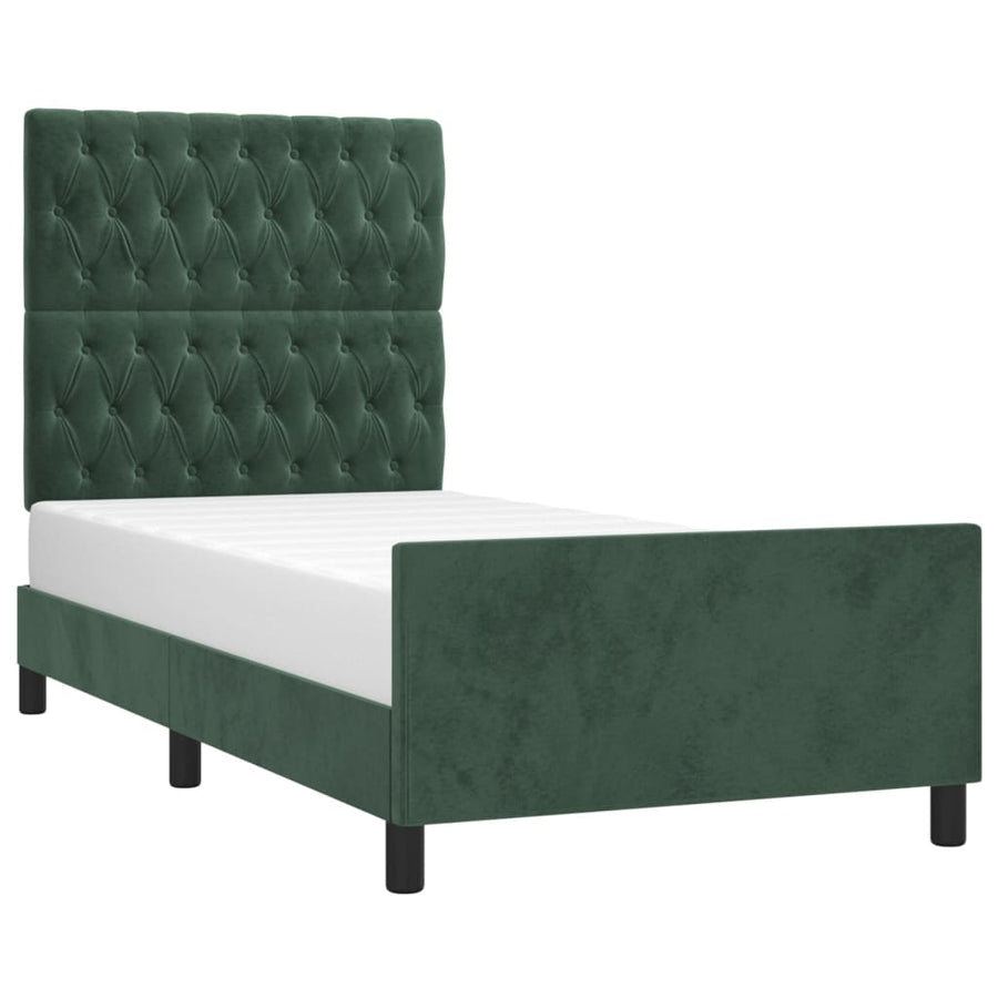 Bedframe Met Hoofdeinde Fluweel Donkergroen 90 x 190 cm Getuft ontwerp