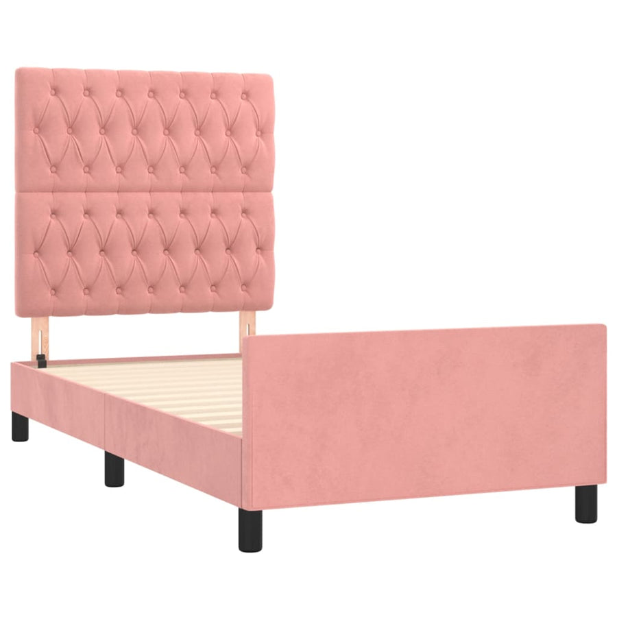 Bedframe Met Hoofdeinde Fluweel Roze 90 x 190 cm Getuft ontwerp