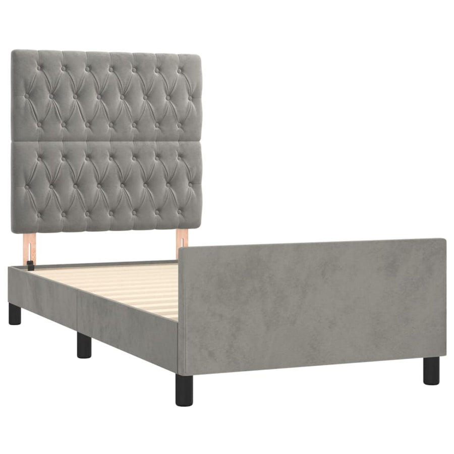 Bedframe Met Hoofdeinde Fluweel Lichtgrijs 90 x 200 cm Getuft ontwerp
