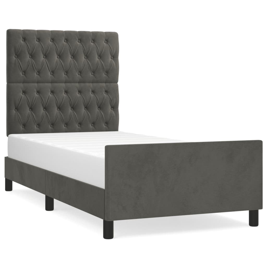 Bedframe Met Hoofdeinde Fluweel Donkergrijs 90 x 200 cm Getuft ontwerp