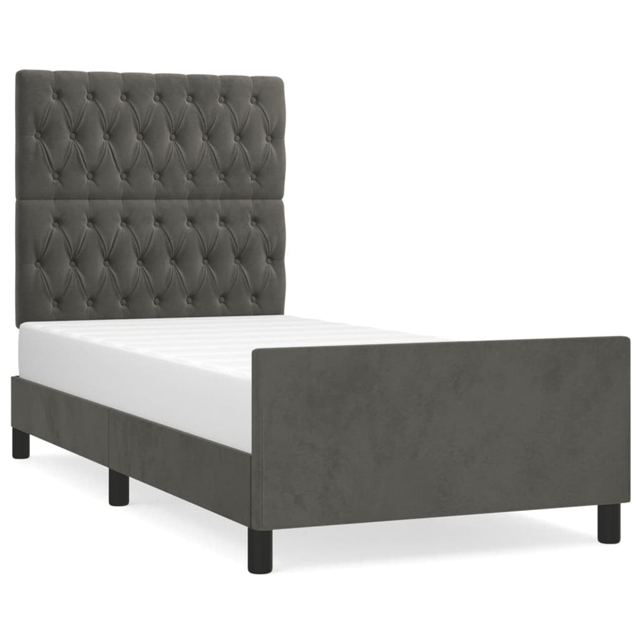 Bedframe Met Hoofdeinde Fluweel Donkergrijs 90 x 200 cm Getuft ontwerp
