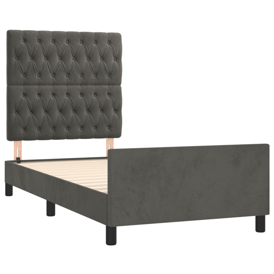 Bedframe Met Hoofdeinde Fluweel Donkergrijs 90 x 200 cm Getuft ontwerp