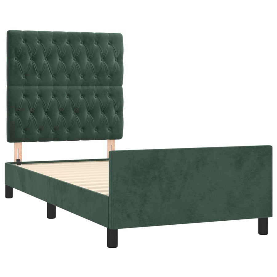 Bedframe Met Hoofdeinde Fluweel Donkergroen 90 x 200 cm Getuft ontwerp